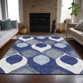 Piper Looms Chantille Mid-century Modern ACN749 Navy Machine Washable Area Rug Lifestyle Image Feature
