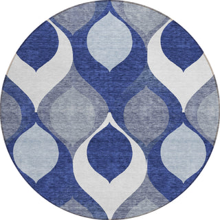 Piper Looms Chantille Mid-century Modern ACN749 Navy Machine Washable Area Rug Round Main Image