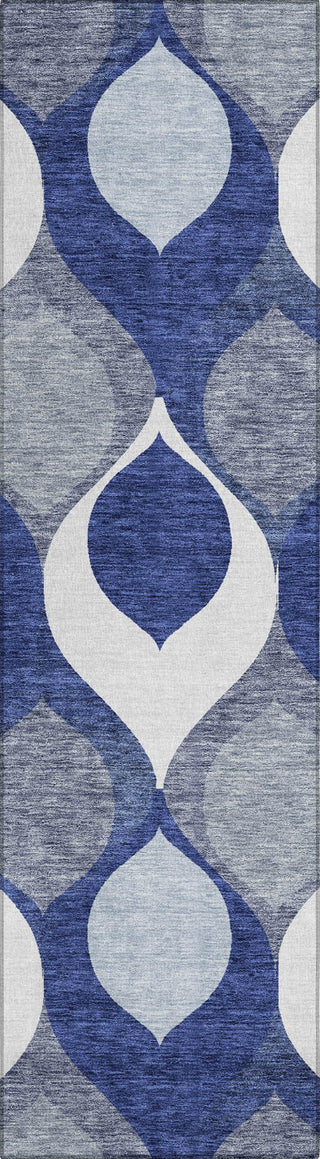 Piper Looms Chantille Mid-century Modern ACN749 Navy Machine Washable Area Rug Runner Main Image