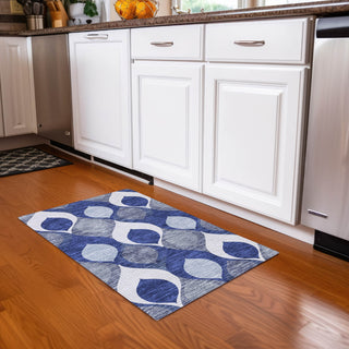 Piper Looms Chantille Mid-century Modern ACN749 Navy Machine Washable Area Rug Scatter Lifestyle Image Feature