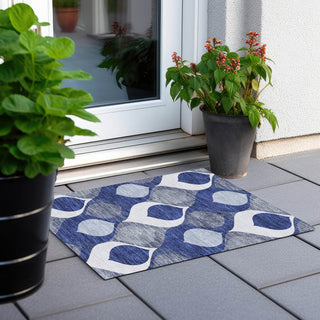Piper Looms Chantille Mid-century Modern ACN749 Navy Machine Washable Area Rug Scatter Outdoor Lifestyle Image Feature