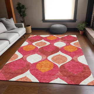 Piper Looms Chantille Mid-century Modern ACN749 Pink Machine Washable Area Rug Lifestyle Image Feature