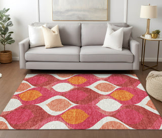 Piper Looms Chantille Mid-century Modern ACN749 Pink Machine Washable Area Rug Lifestyle Image Feature