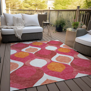Piper Looms Chantille Mid-century Modern ACN749 Pink Machine Washable Area Rug Outdoor Lifestyle Image Feature