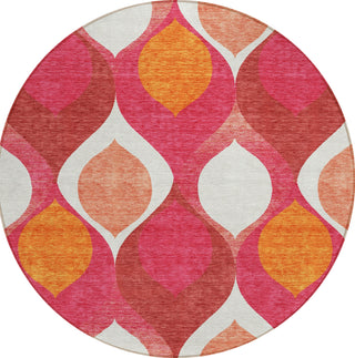 Piper Looms Chantille Mid-century Modern ACN749 Pink Machine Washable Area Rug Round Main Image