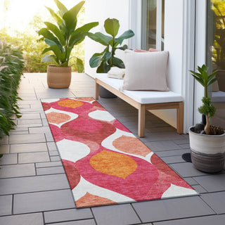 Piper Looms Chantille Mid-century Modern ACN749 Pink Machine Washable Area Rug Runner Outdoor Lifestyle Image Feature