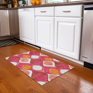 Piper Looms Chantille Mid-century Modern ACN749 Pink Machine Washable Area Rug Scatter Lifestyle Image Feature