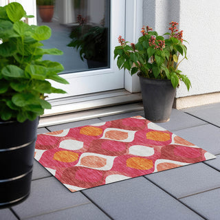 Piper Looms Chantille Mid-century Modern ACN749 Pink Machine Washable Area Rug Scatter Outdoor Lifestyle Image Feature