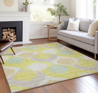 Piper Looms Chantille Mid-century Modern ACN749 Yellow Machine Washable Area Rug Lifestyle Image Feature