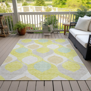 Piper Looms Chantille Mid-century Modern ACN749 Yellow Machine Washable Area Rug Outdoor Lifestyle Image Feature