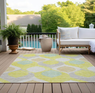 Piper Looms Chantille Mid-century Modern ACN749 Yellow Machine Washable Area Rug Outdoor Lifestyle Image Feature