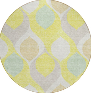 Piper Looms Chantille Mid-century Modern ACN749 Yellow Machine Washable Area Rug Round Main Image