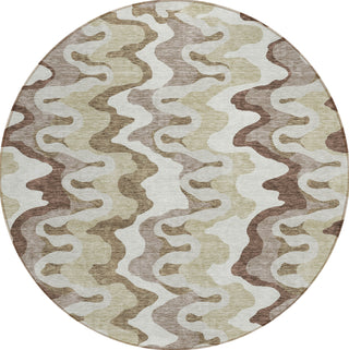 Piper Looms Chantille Waves ACN750 Beige Machine Washable Area Rug Round Main Image