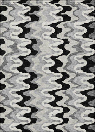 Piper Looms Chantille Waves ACN750 Black Machine Washable Area Rug main image