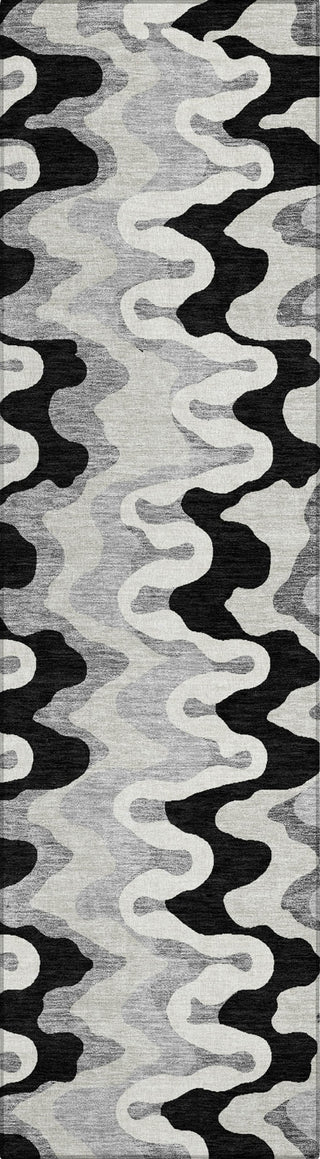 Piper Looms Chantille Waves ACN750 Black Machine Washable Area Rug Runner Main Image