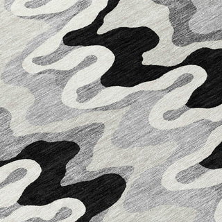 Piper Looms Chantille Waves ACN750 Black Machine Washable Area Rug Swatch Image