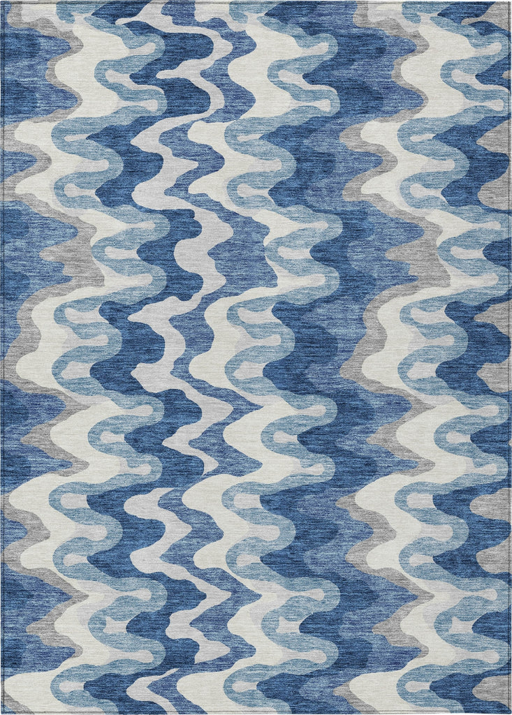 Piper Looms Chantille Waves ACN750 Blue Machine Washable Area Rug main image