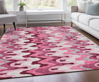 Piper Looms Chantille Waves ACN750 Blush Machine Washable Area Rug Lifestyle Image Feature