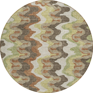 Piper Looms Chantille Waves ACN750 Chocolate Machine Washable Area Rug Round Main Image
