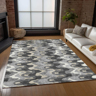 Piper Looms Chantille Waves ACN750 Gray Machine Washable Area Rug Lifestyle Image Feature