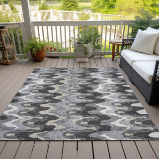 Piper Looms Chantille Waves ACN750 Gray Machine Washable Area Rug Outdoor Lifestyle Image Feature