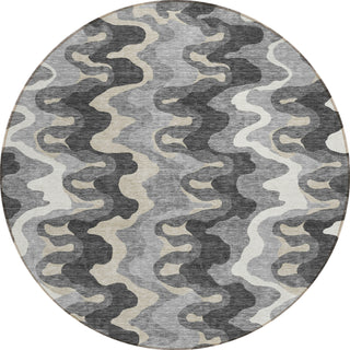 Piper Looms Chantille Waves ACN750 Gray Machine Washable Area Rug Round Main Image
