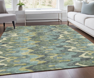 Piper Looms Chantille Waves ACN750 Sage Machine Washable Area Rug Lifestyle Image Feature