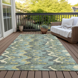 Piper Looms Chantille Waves ACN750 Sage Machine Washable Area Rug Outdoor Lifestyle Image Feature