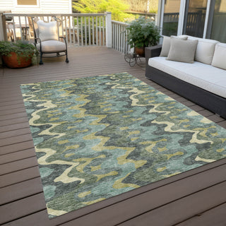 Piper Looms Chantille Waves ACN750 Sage Machine Washable Area Rug Outdoor Lifestyle Image Feature