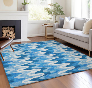Piper Looms Chantille Waves ACN750 Sky Machine Washable Area Rug Lifestyle Image Feature