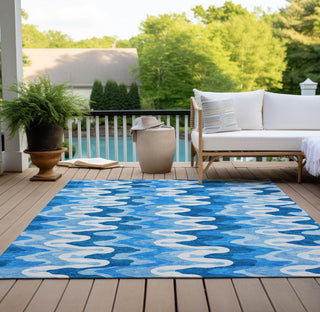 Piper Looms Chantille Waves ACN750 Sky Machine Washable Area Rug Outdoor Lifestyle Image Feature