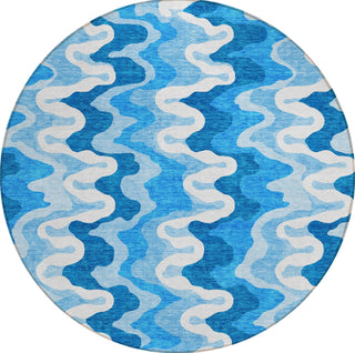 Piper Looms Chantille Waves ACN750 Sky Machine Washable Area Rug Round Main Image
