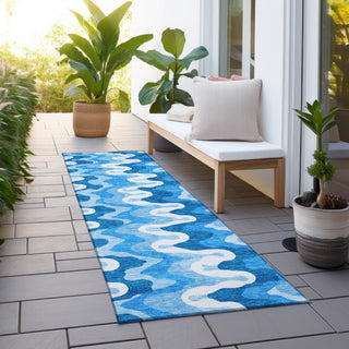 Piper Looms Chantille Waves ACN750 Sky Machine Washable Area Rug Runner Outdoor Lifestyle Image Feature