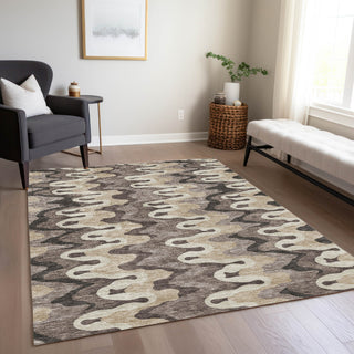 Piper Looms Chantille Waves ACN750 Taupe Machine Washable Area Rug Lifestyle Image Feature