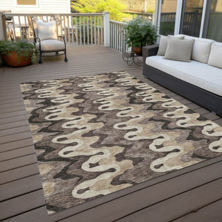 Piper Looms Chantille Waves ACN750 Taupe Machine Washable Area Rug Outdoor Lifestyle Image Feature