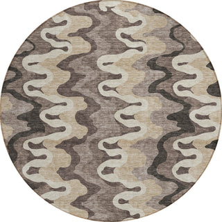 Piper Looms Chantille Waves ACN750 Taupe Machine Washable Area Rug Round Main Image