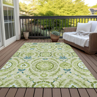 Piper Looms Chantille Floral ACN751 Aloe Machine Washable Area Rug Outdoor Lifestyle Image Feature