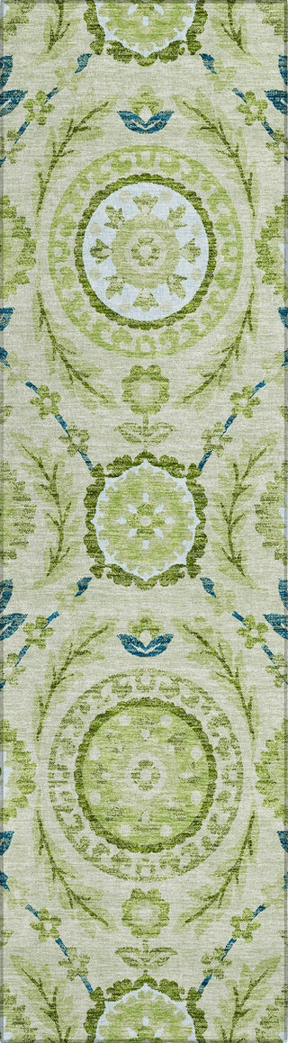 Piper Looms Chantille Floral ACN751 Aloe Machine Washable Area Rug Runner Main Image