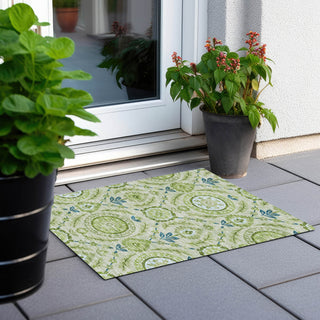 Piper Looms Chantille Floral ACN751 Aloe Machine Washable Area Rug Scatter Outdoor Lifestyle Image Feature