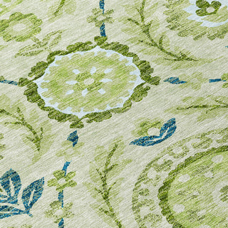 Piper Looms Chantille Floral ACN751 Aloe Machine Washable Area Rug Swatch Image