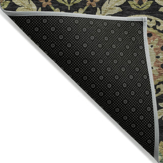 Piper Looms Chantille Floral ACN751 Black Machine Washable Area Rug Backing Image