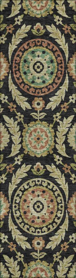 Piper Looms Chantille Floral ACN751 Black Machine Washable Area Rug Runner Main Image