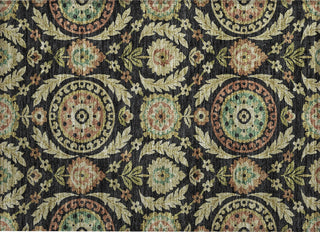 Piper Looms Chantille Floral ACN751 Black Machine Washable Area Rug Scatter Main Image