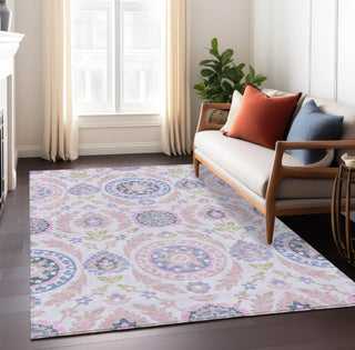 Piper Looms Chantille Floral ACN751 Blush Machine Washable Area Rug Lifestyle Image Feature