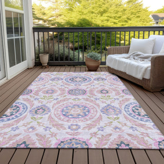 Piper Looms Chantille Floral ACN751 Blush Machine Washable Area Rug Outdoor Lifestyle Image Feature
