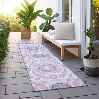 Piper Looms Chantille Floral ACN751 Blush Machine Washable Area Rug Runner Outdoor Lifestyle Image Feature