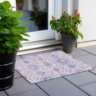 Piper Looms Chantille Floral ACN751 Blush Machine Washable Area Rug Scatter Outdoor Lifestyle Image Feature