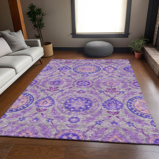 Piper Looms Chantille Floral ACN751 Lavender Machine Washable Area Rug Lifestyle Image Feature