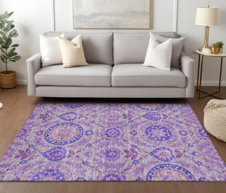 Piper Looms Chantille Floral ACN751 Lavender Machine Washable Area Rug Lifestyle Image Feature