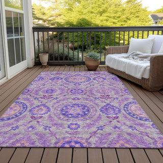 Piper Looms Chantille Floral ACN751 Lavender Machine Washable Area Rug Outdoor Lifestyle Image Feature